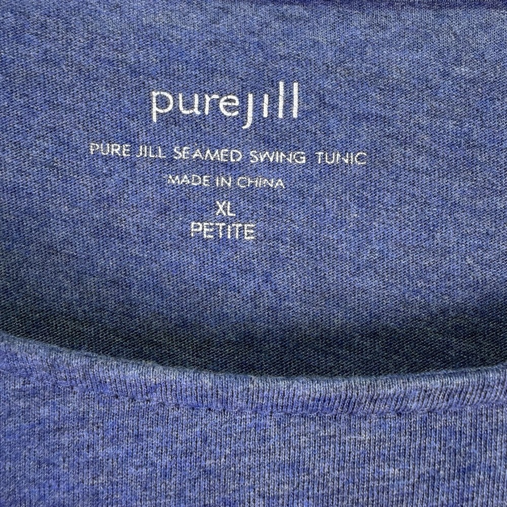 Pure Jill Seamed Swing Tunic Size XL Petite Blue High Low Hem Versatile Soft - Picture 4 of 9